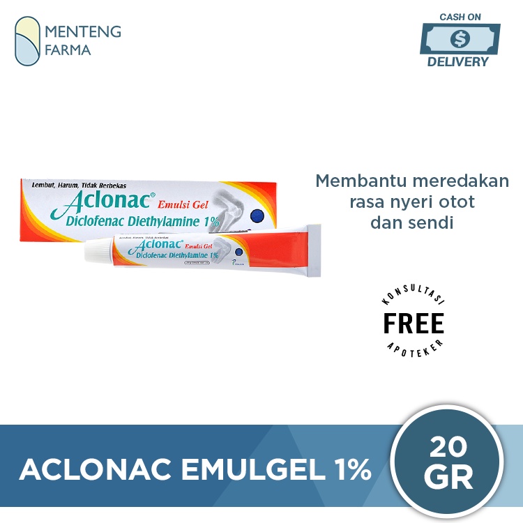 Aclonac Emulgel 1% 20 g - Gel Pereda Nyeri Sendi, Memar, Keseleo