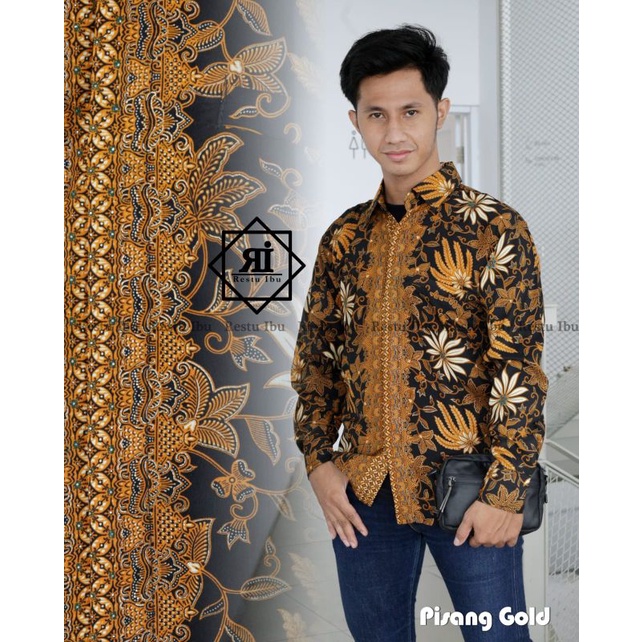 Kebayashopp - kemeja batik lengan panjang/kemeja batik kebaya/pisang gold silver/kemeja pesta/kemeja formal/kemeja murah/ vol 2