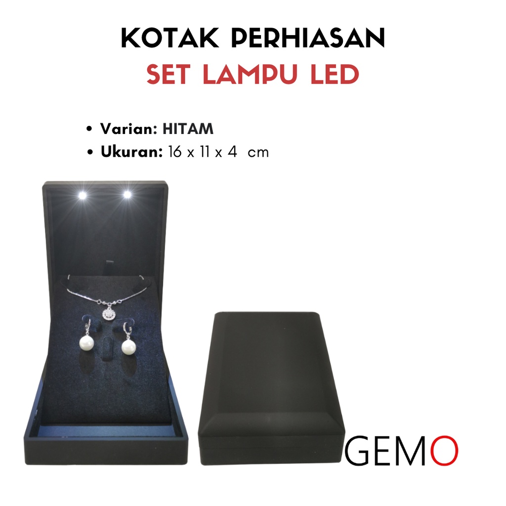 Kotak Perhiasan Berlampu Set Besar / Cincin / Liontin / Anting / Kalung Koye / Jewelry Box Tempat Perhiasan Lampu LED Murah Cocok Untuk Gift / Hadiah, Lamaran, Mahar Pernikahan, Hantaran Tunangan, Seserahan Pernikahan