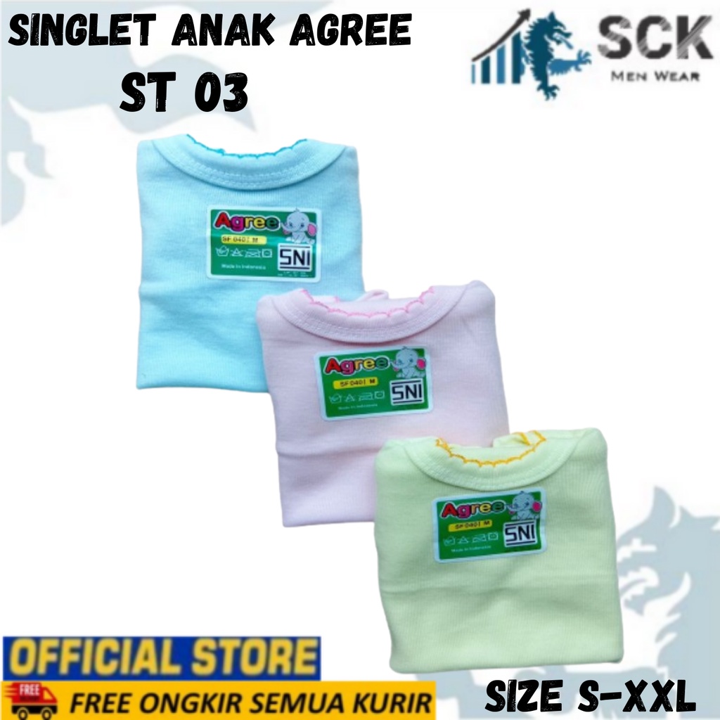 [ISI 3] Singlet Anak AGREE WARNA WARNI ST 03 / Singlet AGREE Kids / Kaos Dalam Anak - sckmenwear GROSIR