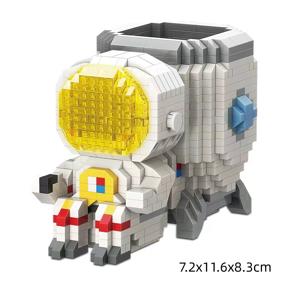 Kompatibel Dengan Lego Astronot Spaceman Pen Holder Handphone Miniatur Partikel Insert Blok Bangunan Cowok Cewek Hadiah Ornamen