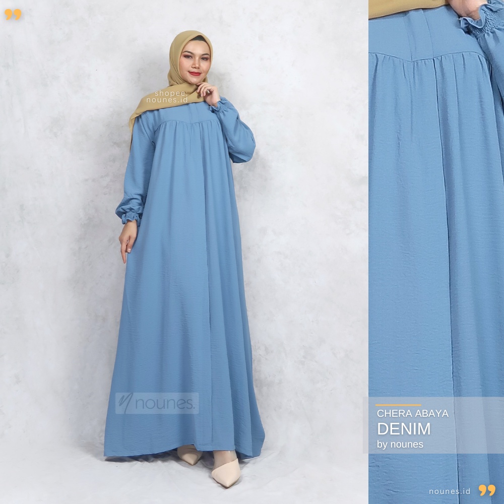 Nounes Chera Abaya Crinkle Cey Airflow Premium Dress Gamis Polos Wanita Busui Friendly size S M L XL Jumbo XXL LD 92 98 194 110 120