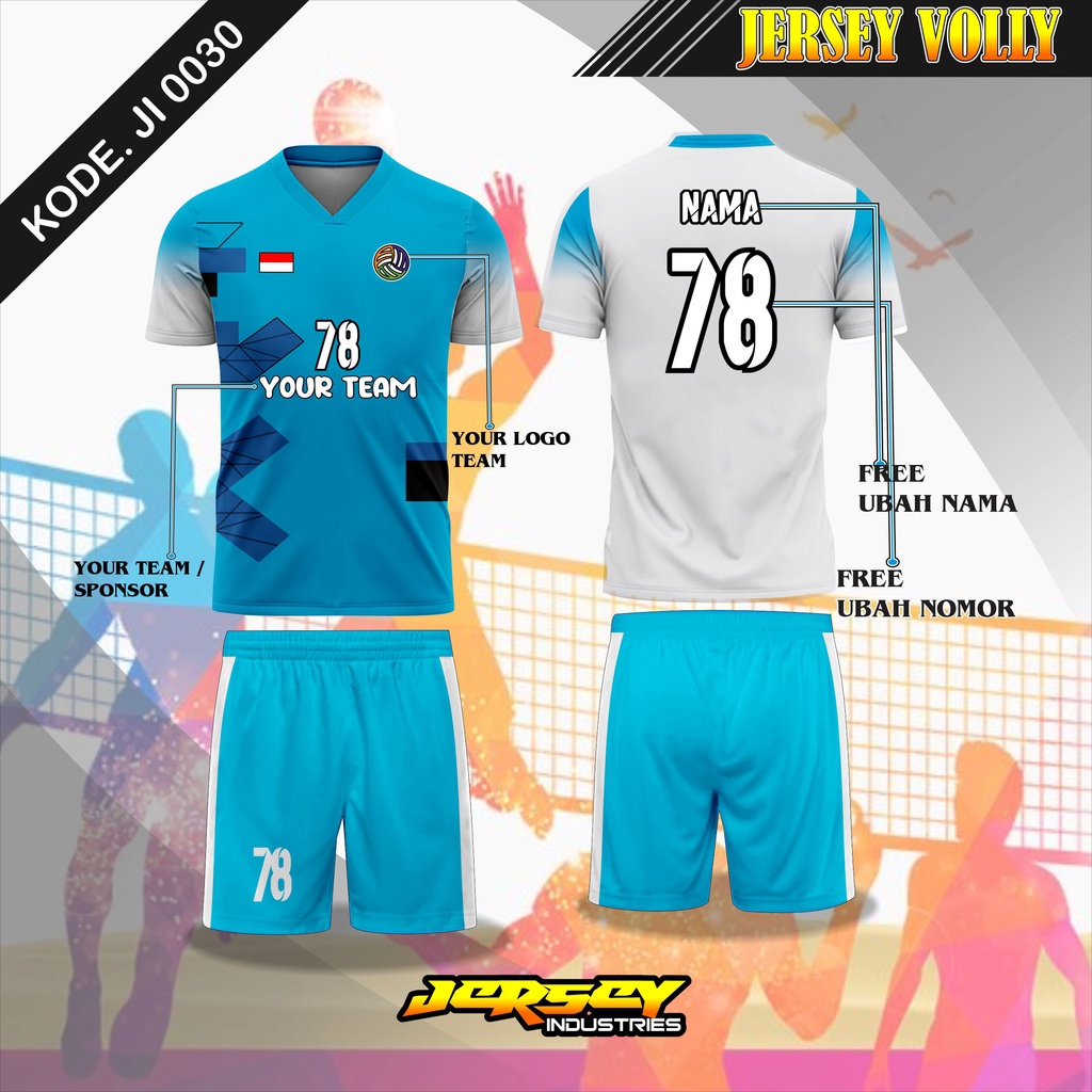 Jersey Setelan Volly Desain Custom, Baju Jersey Team Volly Full Printing, BIsa Request Desain, Bisa 