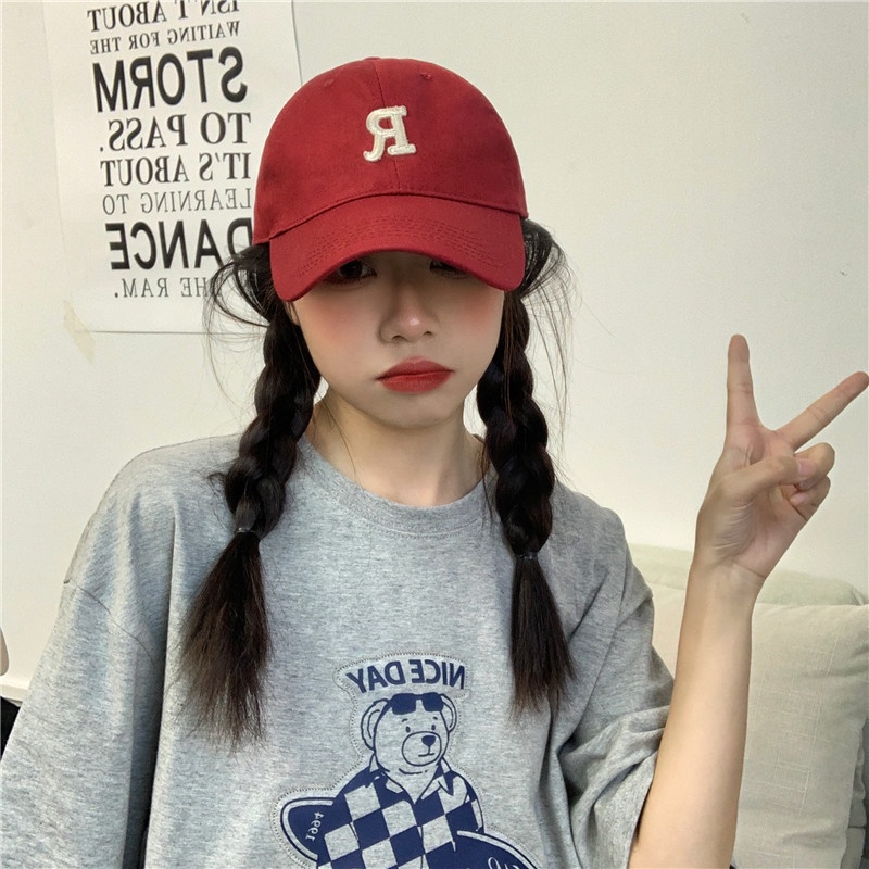 Topi Baseball R Bordir Alfabet Tren Versi Korea Lembut Top Hip Hop