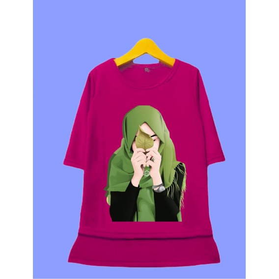 Hzl_outfit Tunik Kaos Anak Perempuan Hijab Daun Size/ S 4-6 tahun M 7-8 tahun L 9-11 tahun/Tunik Atasan Anak Perempuan