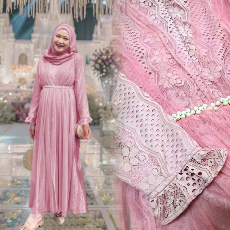 PAKAIAN WANITA BAJU LONG DRESS MAXI BRUKAT NABILA MAXY