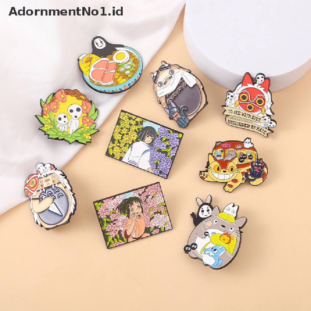 [AdornmentNo1] Spirited Away Totoro Enamel Pin Koleksi Anime Film Bros Kerah Pin Hutan Semangat Kucing Bus Catbus Ramen Lencana [ID]