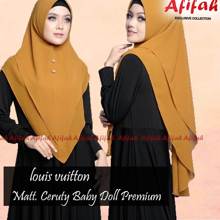 ✺ Khimar Syari JUMBO LV Ceruty 2 layer Instan Premium/Jilbab Lancip LV ceruty Langsung Pakai ☼
