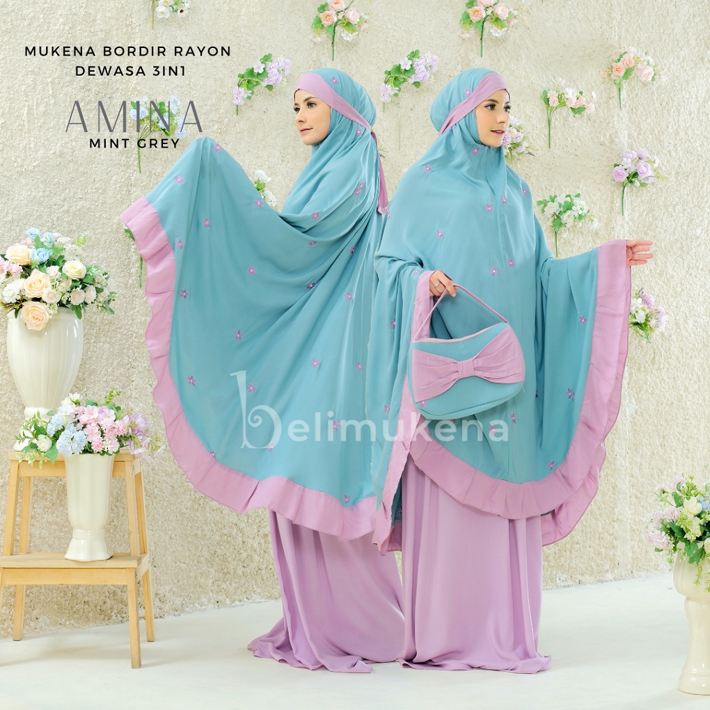 Mukena Rayon Dewasa 3in1 Bordir Amina