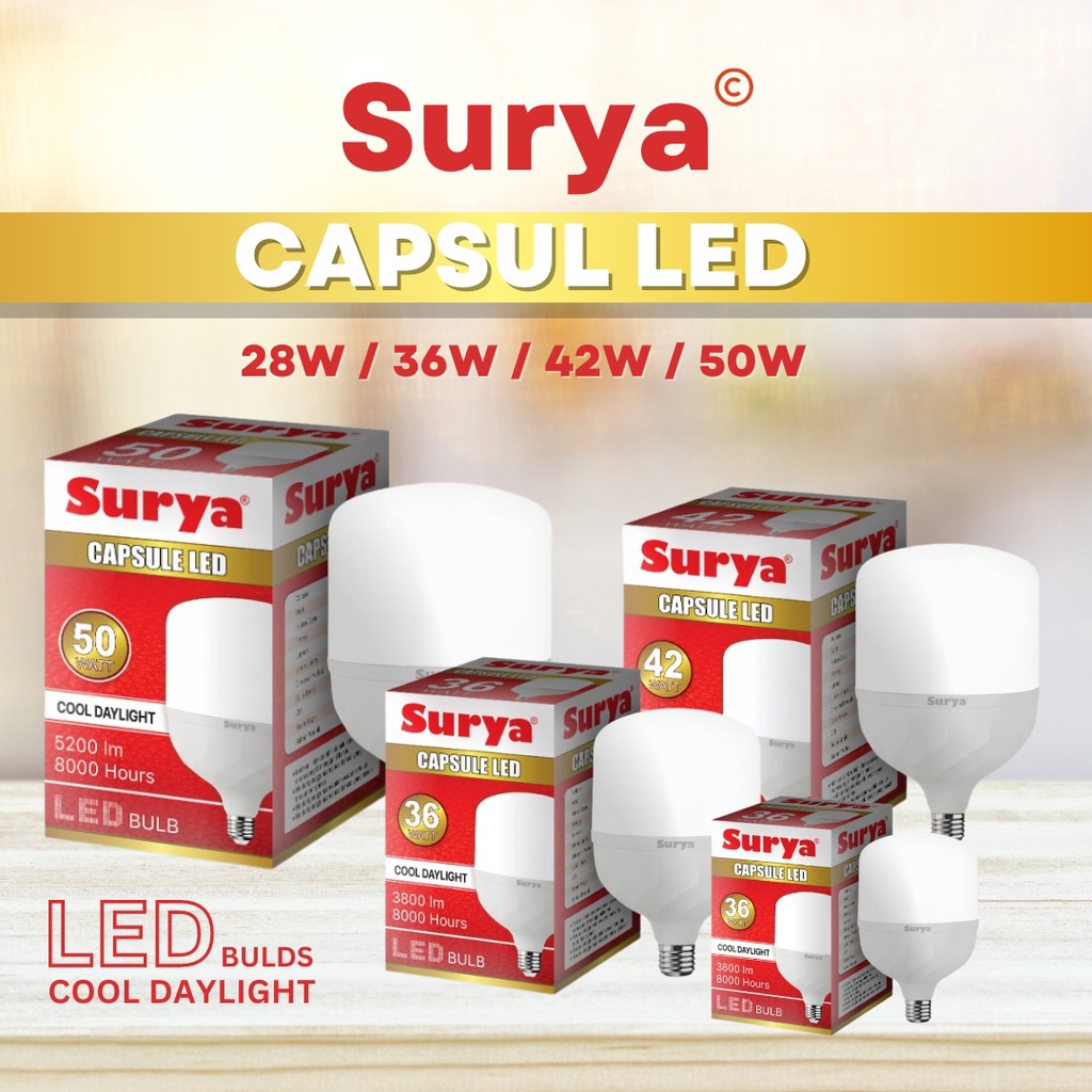 Lampu LED Surya Capsule New 28/36/42/50 Watt Putih Cool Daylight Original