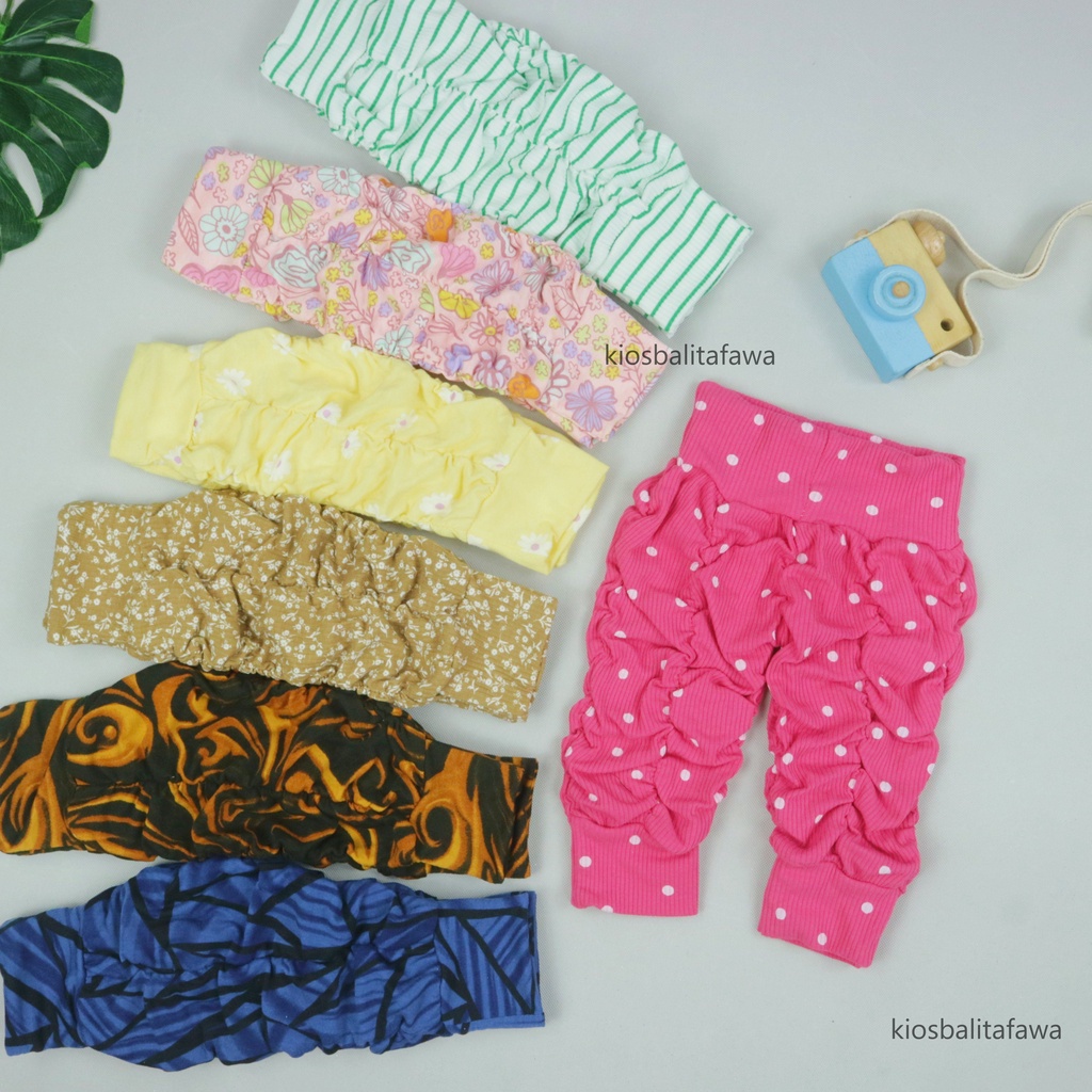 Legging Kerut Motif uk 3-12bln / Celana Anak Celana Anak Perempuan Celana Murah Legging Skinny Pants