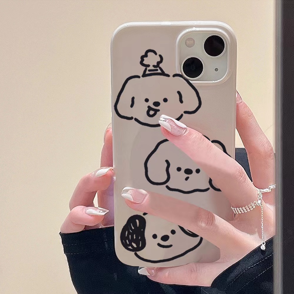 Ins Top Topi Graffiti Dog Cocok Untuk Iphone14 14pro 14plus 13 13pro 13prm iPhone 11 7Plus 8Plus Xr XS 13 12 Pro Max Empat Sudut Casing Ponsel Tahan Guncangan