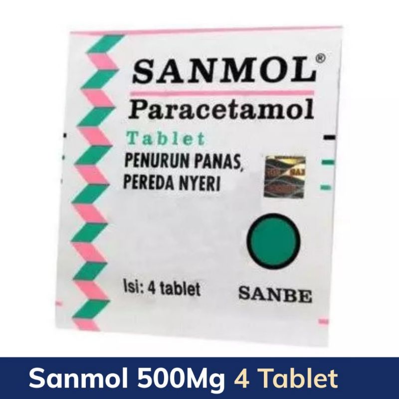 Sanmol Paracetamol 500mg 1 STRIP @ 4 Tablet - Penurun Panas Pereda Nyeri
