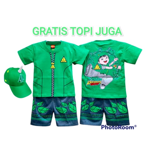 BAJU ANAK KOSTUM BOBOIBOY DAUN TERBARU TERLARIS / KOSTUM BAJU HIJAU DAUN BOBOIBOY BAJU ANAK BOBOIBOY HIJAU DAUN GRATIS TOPI TERLARIS KE126