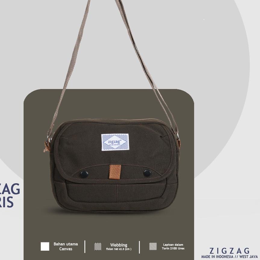 ✹ ZIGZAG Iris Brown - Slingbag Pria / Tas Slempang Kanvas Premium ➮