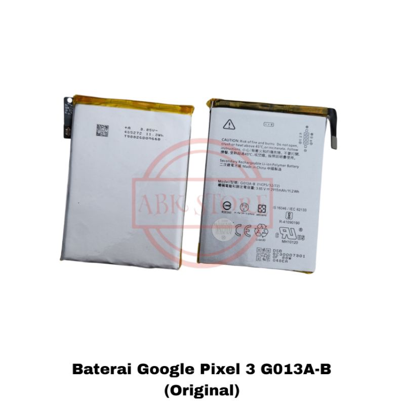 BATRE BATERAI BATTERY GOOGLE PIXEL 3 GO13A-B ORIGINAL ( NON XL )