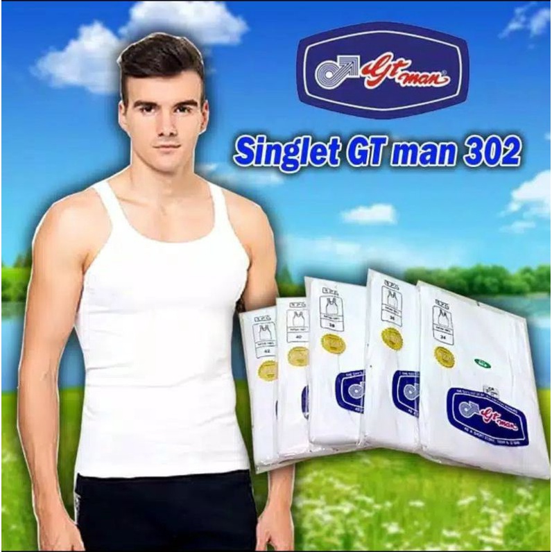 Singlet Dewasa putih Gt-Man 302 premium