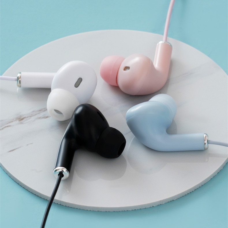 Earphone Kabel Dengan Mikrofon 3.5mm Isolasi Suara/Earphone Kabel Macaron Putih/Hitam U38 Earphone Kabel Untuk Android