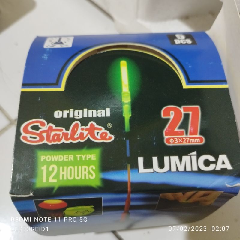 Starlite LUMICA Isi 5 Original Starlight Lampu pancing Super terang 12 Jam Diameter 3mm panjang 27mm Kuning