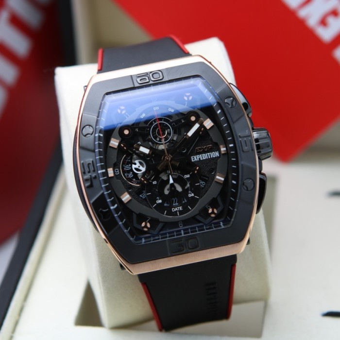 Jam Tangan Pria Expedition EXP 6800 / E6800 Black Rosegold