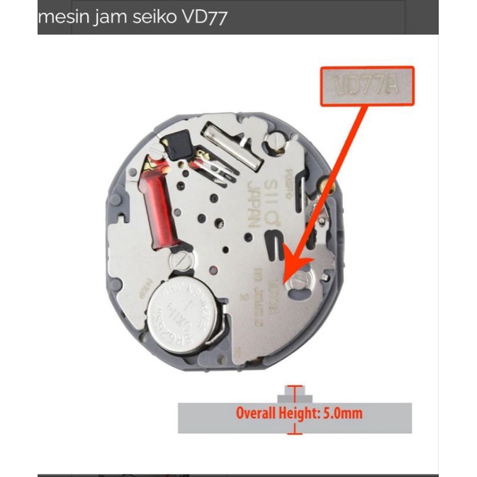 Mesin Jam Tangan Seiko VD77A VD 77 A Chrono 6 12 Original