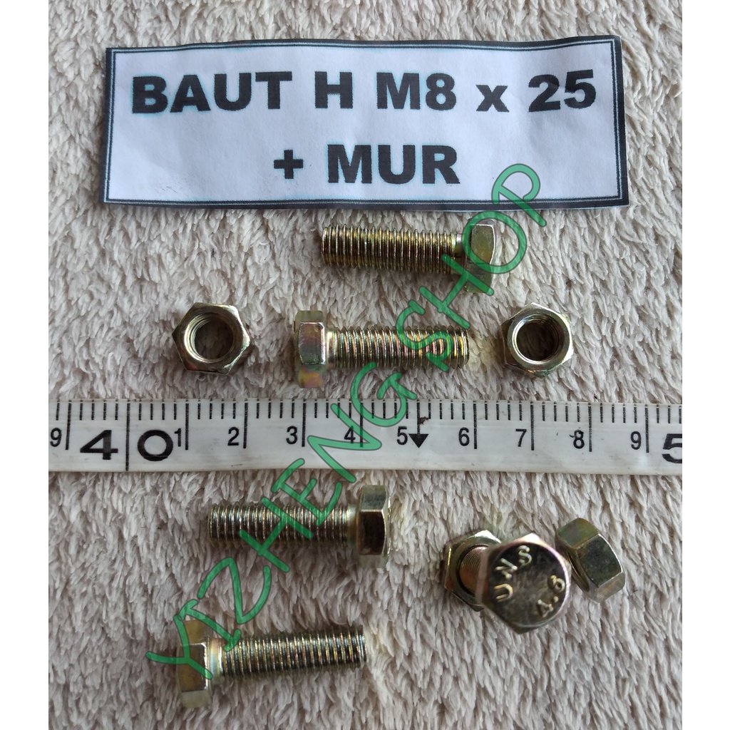 BAUT H M8 x 25 + MUR (1 SET)