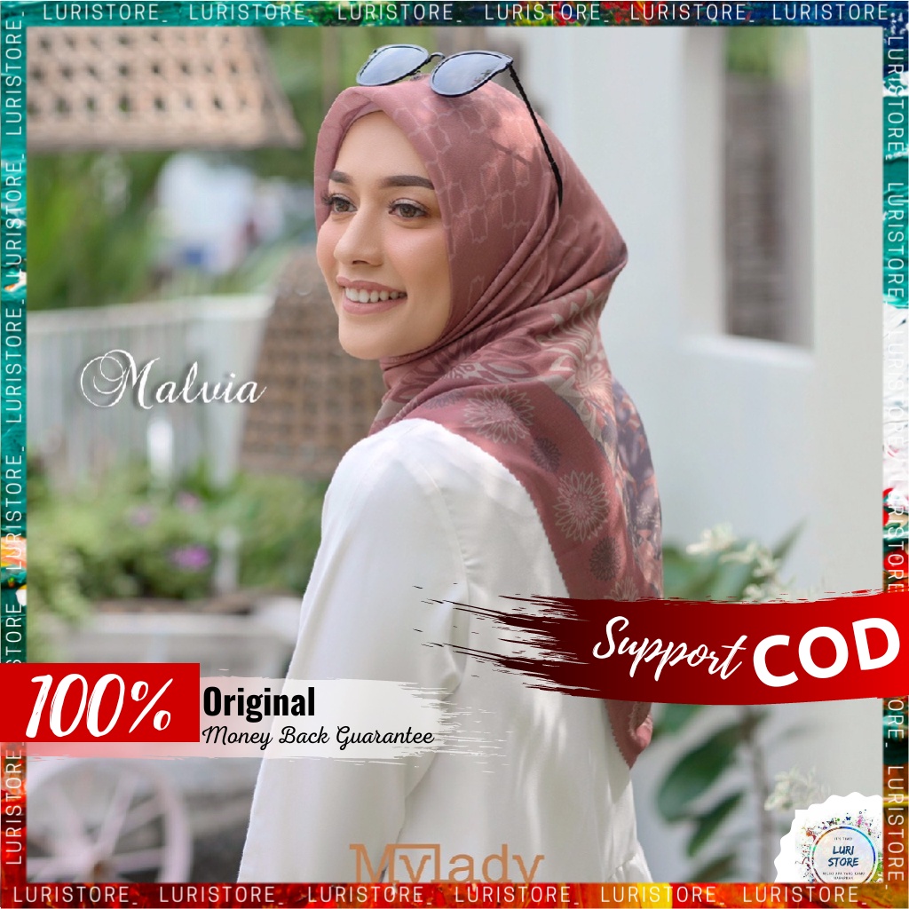 KERUDUNG MY LADY ORI MALVIA Hijab Jilbab Segi Empat Segiempat Voal Motif Mylady Terbaru Premium