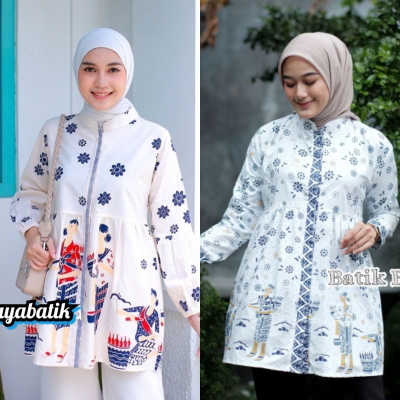 Batik wanita ASJ SA HRB026 Kenongo Kemeja Tosca Pendek