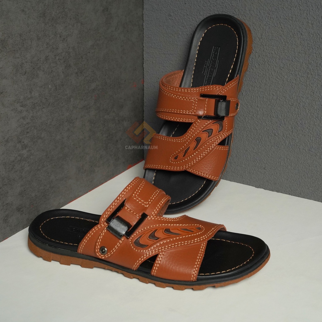 Capharnaum [BNG 201] Sandal Slide Pria Sandal Selop Pria Sandal Kulit Gesper