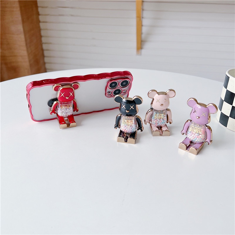 Luxury Flowing pink Violent bear Stand Cocok Untuk Semua Model Handphone Portable Stand for Iphone Handphone Holder Desktop Tempel Type Lazy Live Spesial Astronot Shelf Table