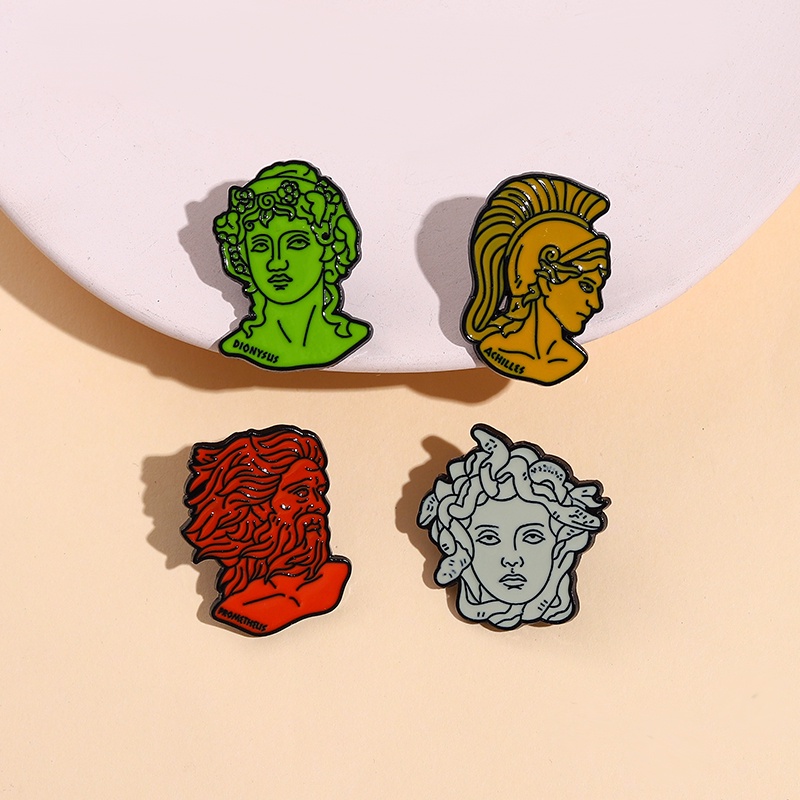 Mitologi Yunani Figure Enamel Pin Prometheus Medusa Bros Lencana Kerah Pin Seni Lencana Perhiasan Hadiah Untuk Teman