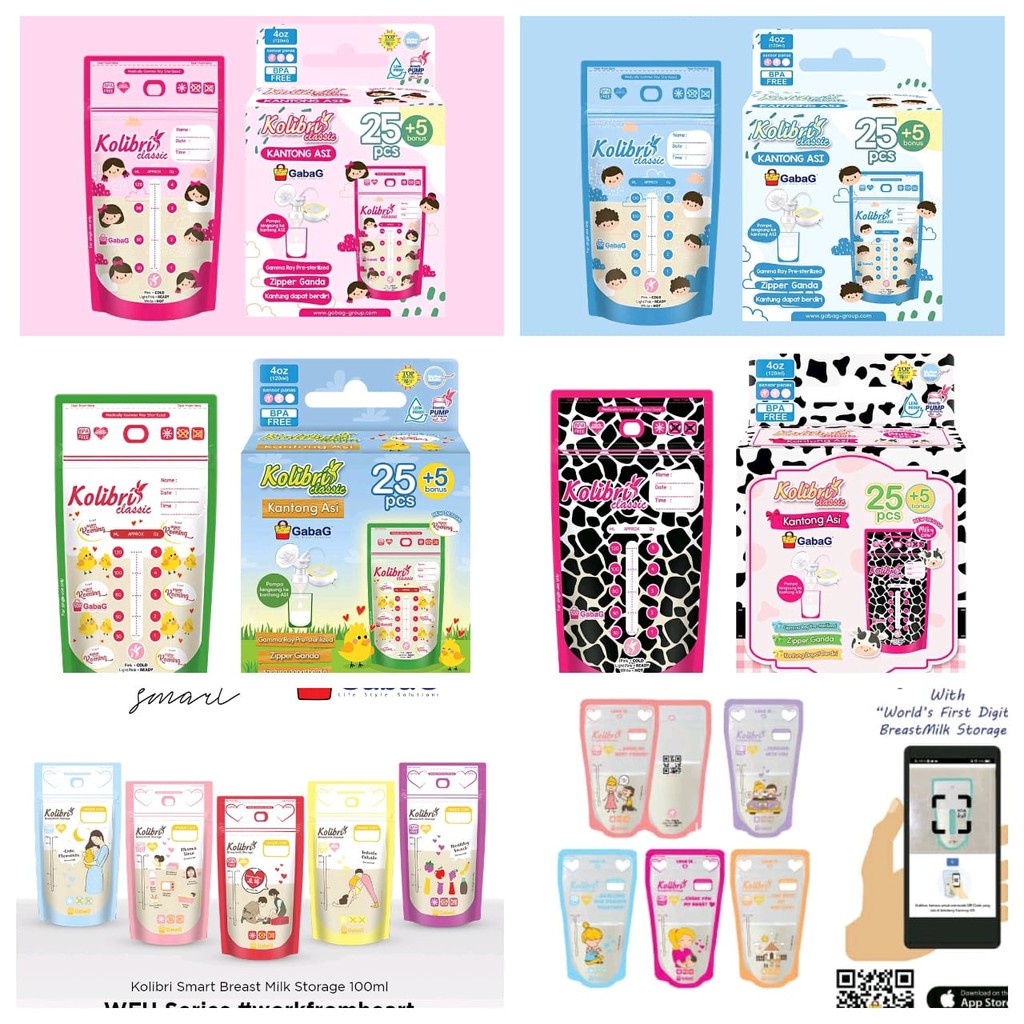 Gabag Kantung Asi Storage Bag Pink Blue Love Story Mix 100ml 100 ml / 120ml 120 ml