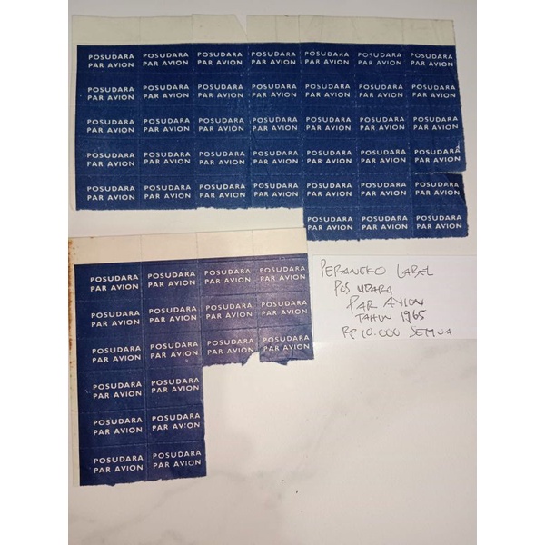 

Perangko Label Pos Udara PAR AVION kuno 1965 Rp10.000 semua
