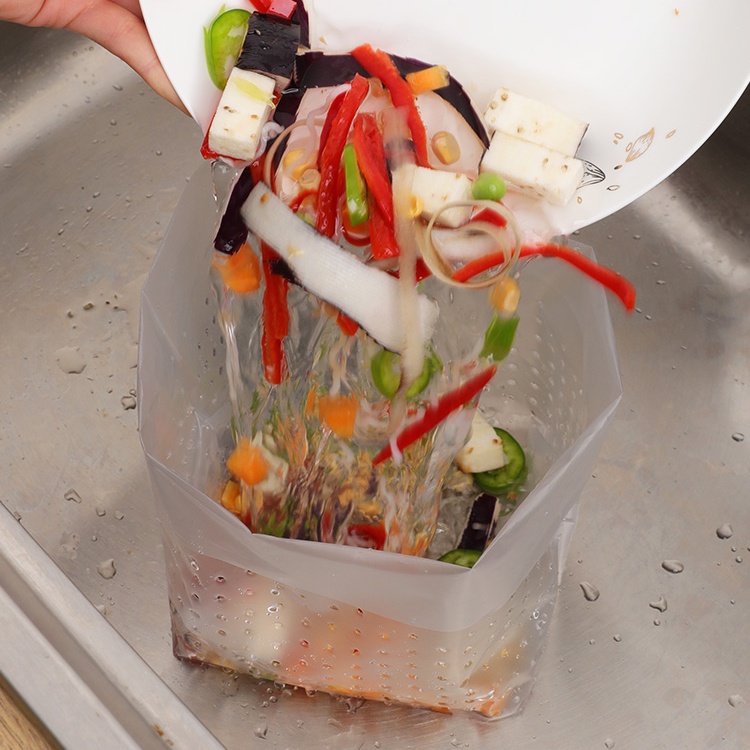 1 /10Pcs Dapur Sekali Pakai Mandiri standing Drain Bag Sewer Drain Anti-blocking Garbage Bag Mesh Wastafel Kantong Sampah