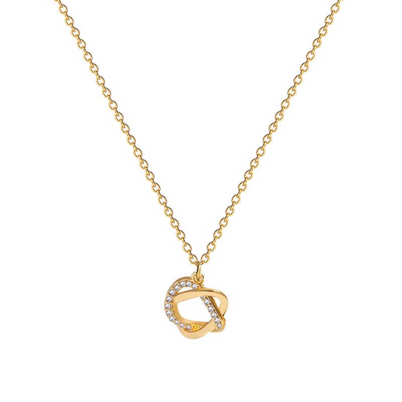 High Sense Indah Penuh Berlian Kalung Fashion Warna Emas Choker Necklace