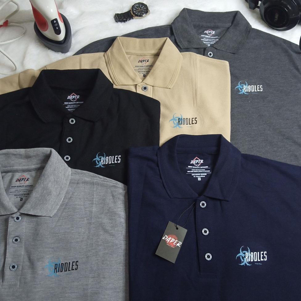 SPECIAL PRICE Polo Shirt Pria Kaos Kerah Jumbo Big Size Original Motif Riddles