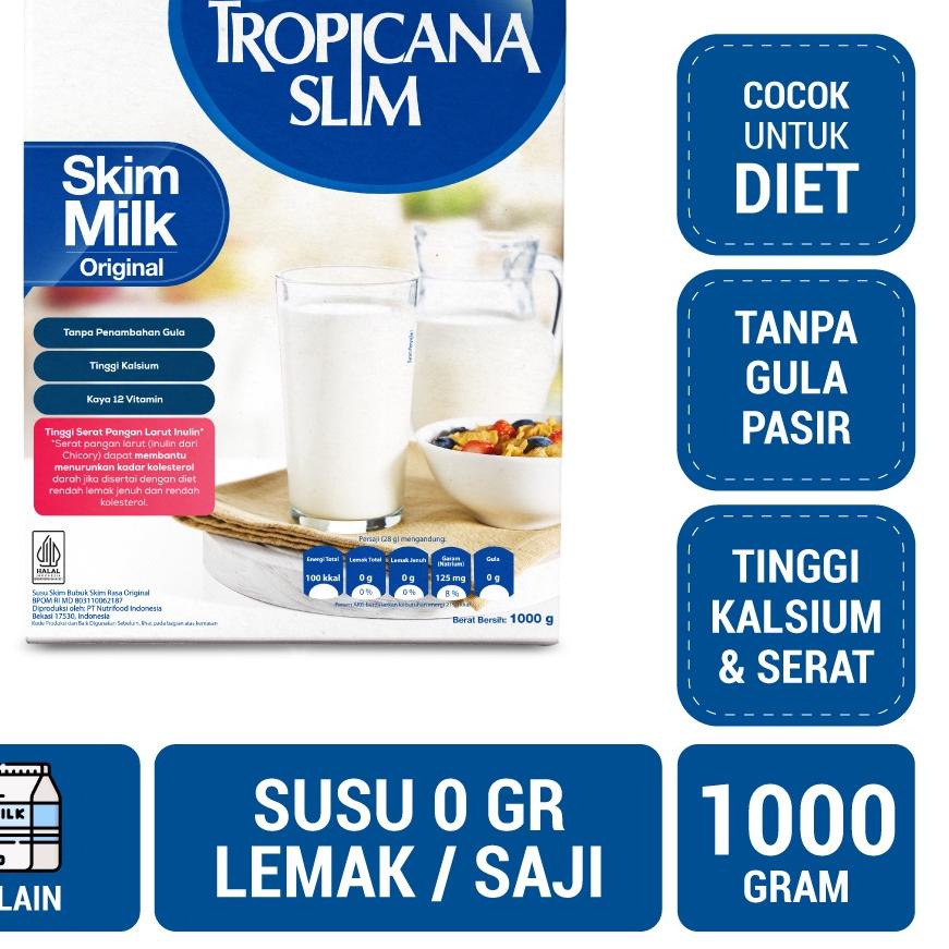 

☈ Tropicana Slim Susu Skim Original 1000 gram - Bantu Turunkan Kolesterol ➣