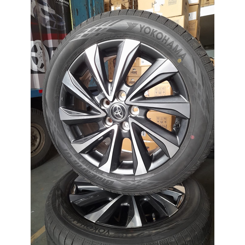 Velg Bekas ORI Mobil VOXY R17 Lebar 6 Inch Hole 5 x 114,3 Offset 40 Warna Grey Polish Plush Ban Yoko