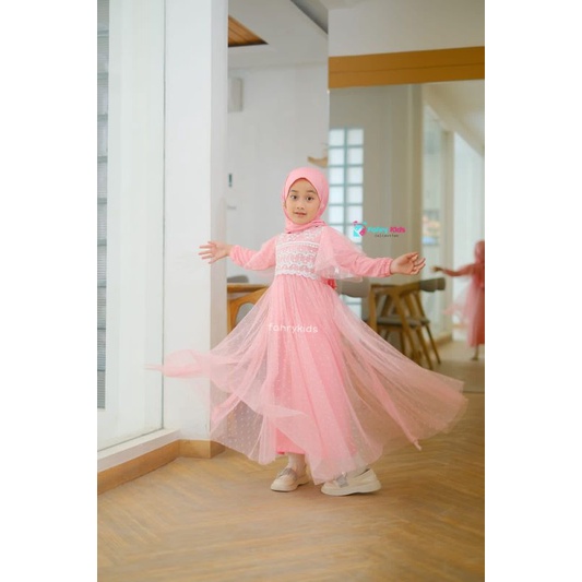 [4-9th] READY STOCK GAMIS TUTU PRINCESS ANAK SHENNA THE SERIES (GAMIS+PASHMINA INSTAN) 4-9TAHUN MATT TILE DOTTY / BAJU GAMIS LEBARAN ANAK PEREMPUAN PREMIUM SHENNA THE SERIES SET ORIGINAL BY FAHRY KIDS WEAR / GAMIS ANAK SHENNA FAHRYKIDS + PASHMINA INSTAN