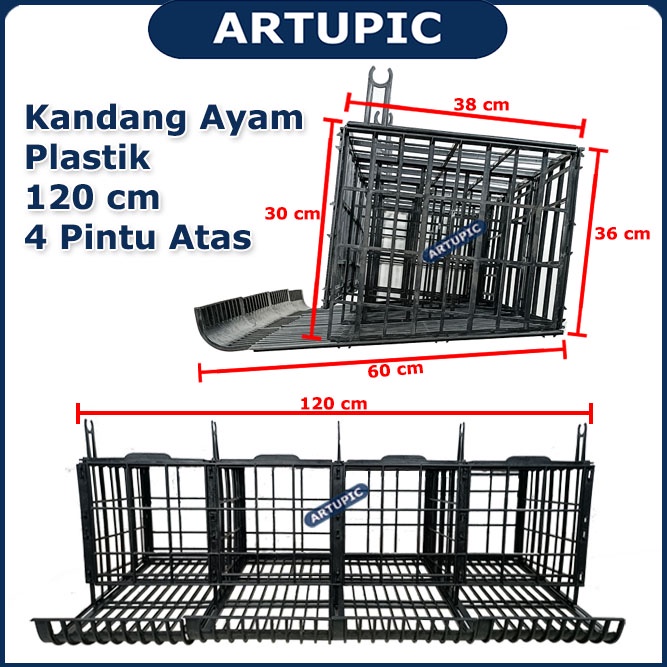 Kandang Baterai Ayam PLASTIK Bebek Petelur 4 Pintu Atas Artupic 8 Ekor