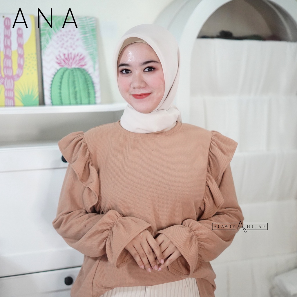 Alawiyahijab - Cleo Waffle ( Atasan Blouse Ruffle)