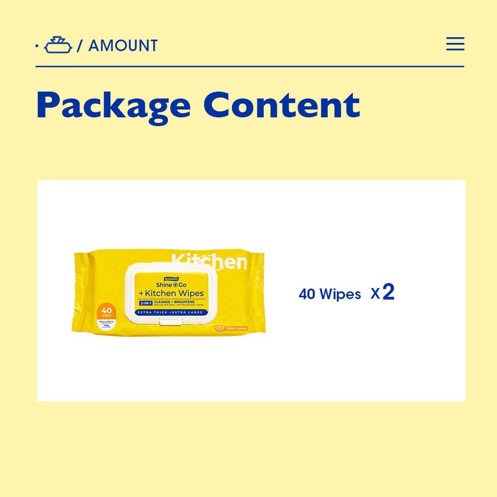[Beli 2 diskon 50%] Tisu Basah Dapur - Kitchen Wipes ALCOMS 40 lembar