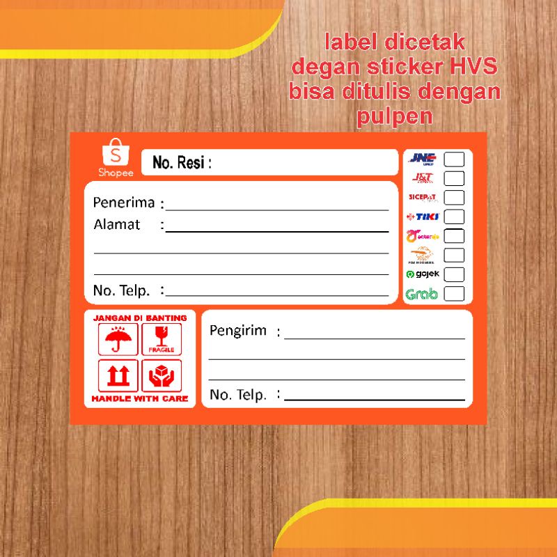 

Label pengiriman online shop stiker HVS