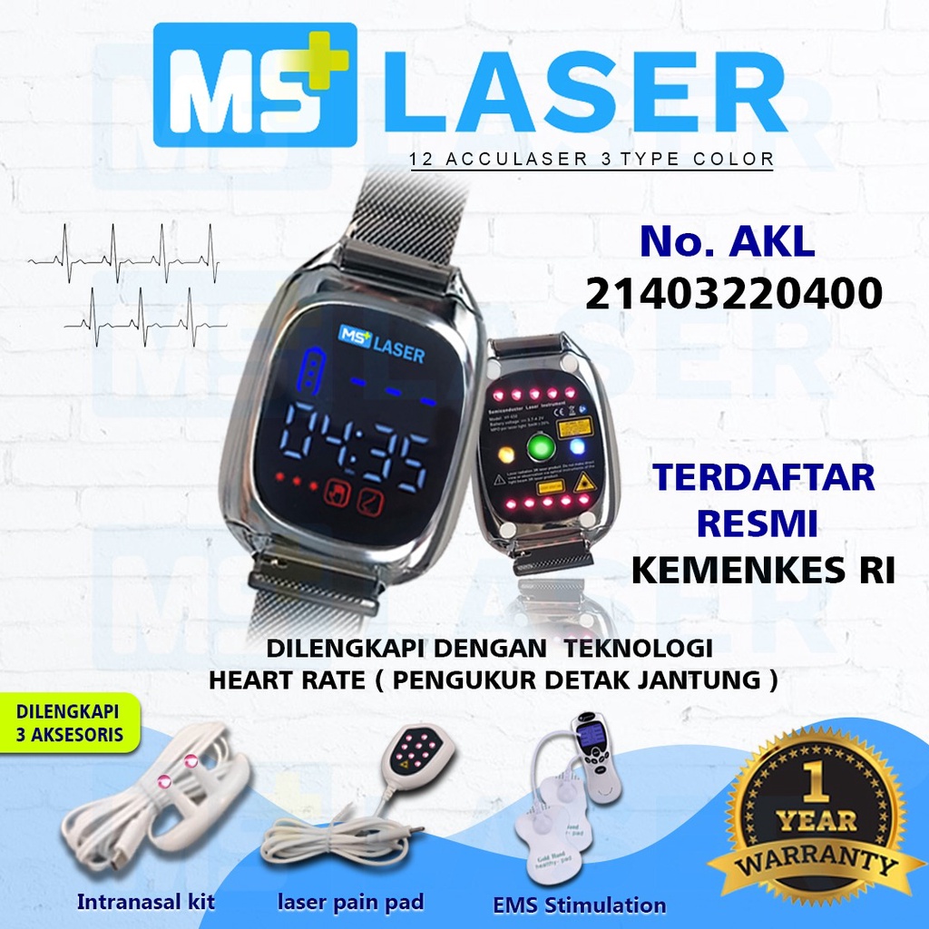 MS LASER KOMBINASI TEKNOLOGI JAM TERAPI LASER DAN PENGUKUR DETAK JANTUNG