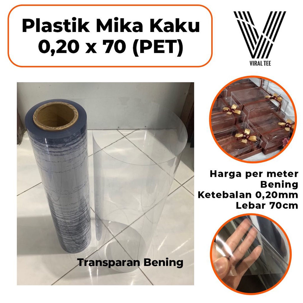 

[0.20mm x 70cm] Plastik Mika Kaku Bening untuk Tutup Seserahan / Hantaran Pernikahan Meteran PET Rigid Roll