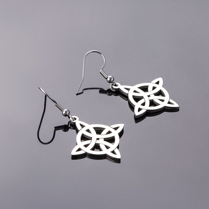 Hip-hop Celtic Knot Earrings Untuk Wanita Stainless Steel Witch Knot Earring Star Of David Earrings Vintage Perhiasan Hadiah Pesta