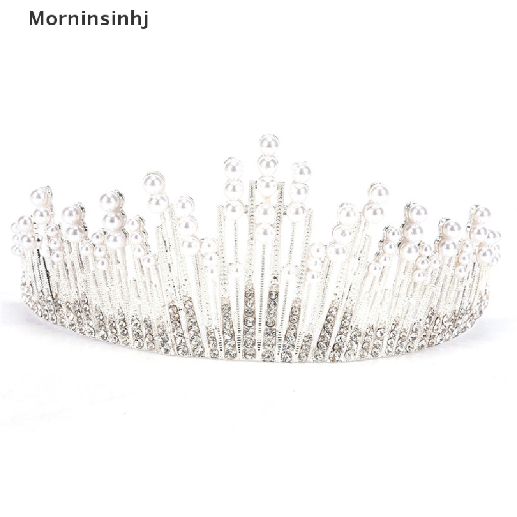 Mornin Mutiara Kristal Tiara Berlian Imitasi Aksesoris Rambut Mahkota Pernikahan Bridal Headband id