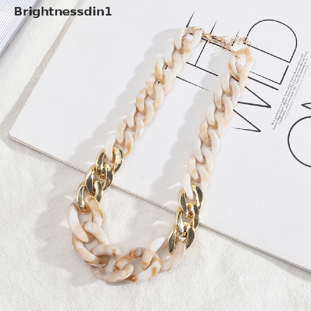 [Brightnessdin1] Fashion Perhiasan Kualitas Tinggi Resin Kalung Desain Populer Laris Pink Hijau Hitam Rantai Kalung Untuk Wanita Pesta Hadiah Butik