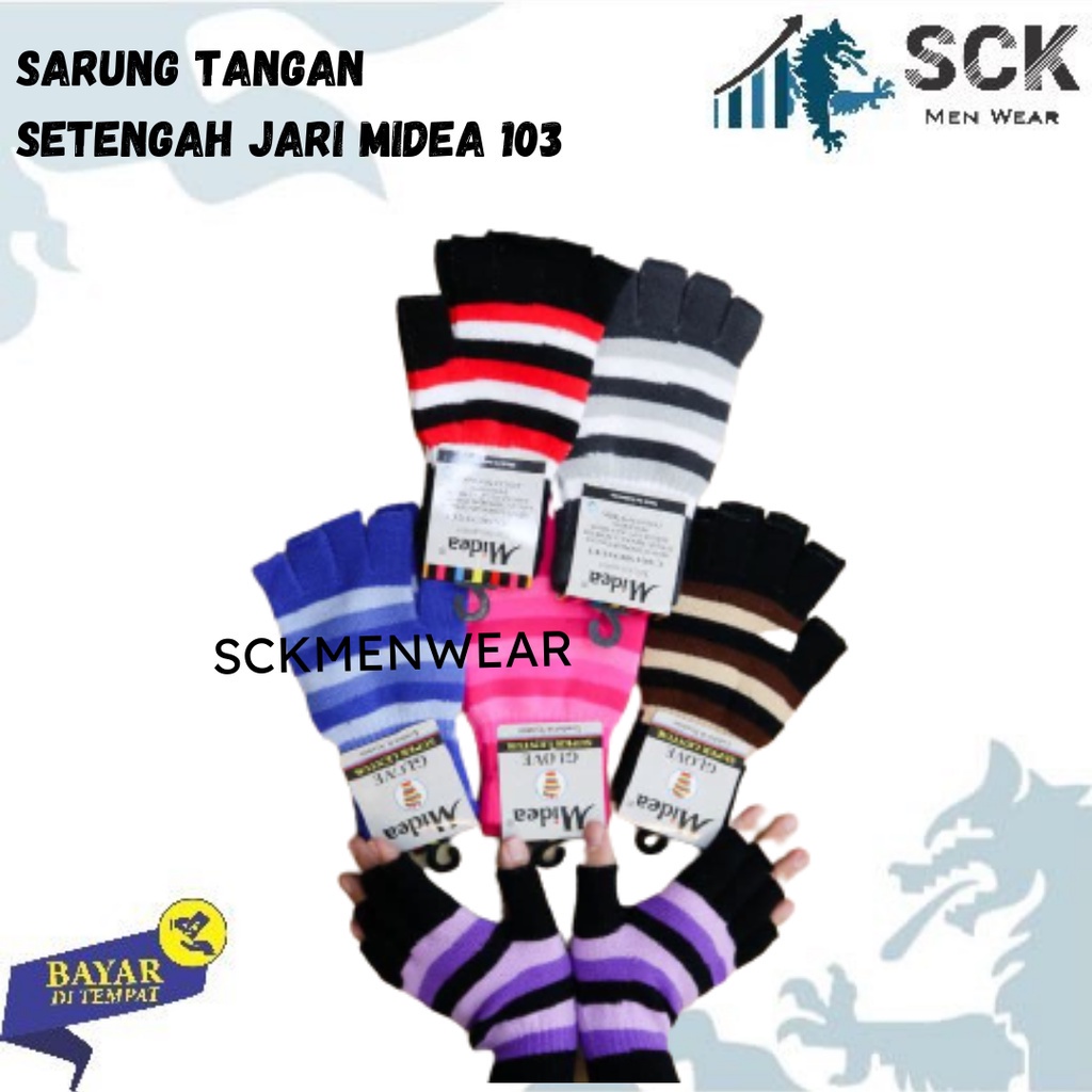 Sarung Tangan MIDEA 1/2 Jari 103 Strip WARNA / Kaos Tangan Dewasa MIDEA 1/2 JARI STRIP 103 / Perlengkapan Otomotif - sckmenwear GROSIR