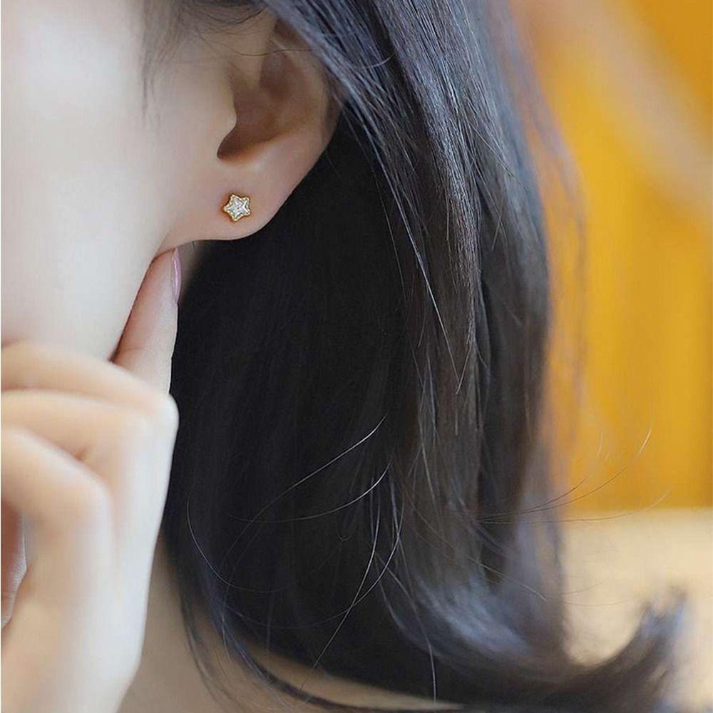 MXBEAUTY Anting Wanita Trendi Serbaguna Sederhana Mungil Bintang Hadiah Ulang Tahun Niche Desain Perhiasan Fashion Multi-Warna Anting Gaya Korea